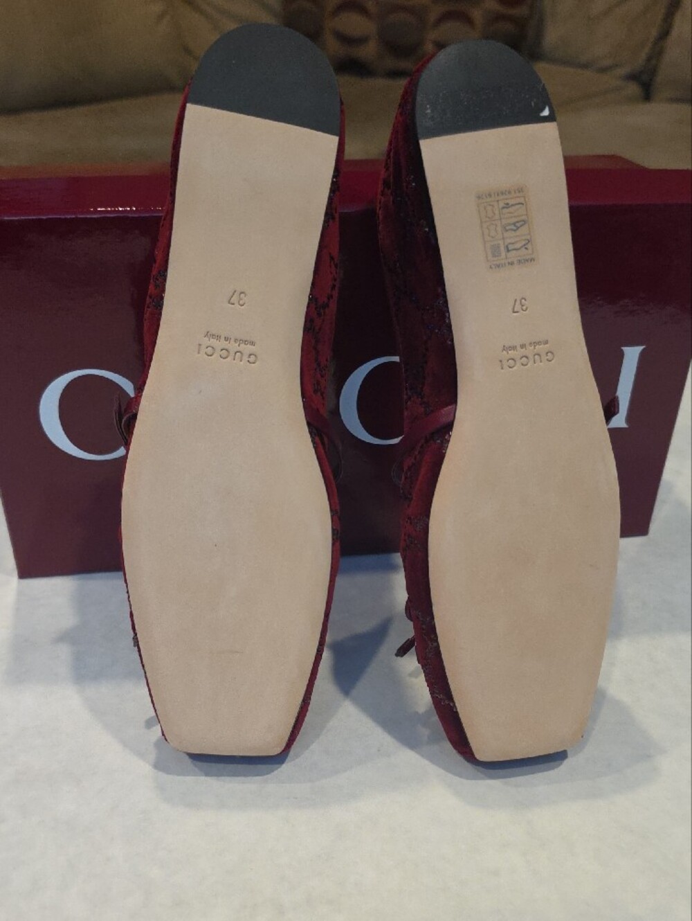 Gucci Burgundy Velvet Horsebit Mary Jane Flats - Picture 6 of 7